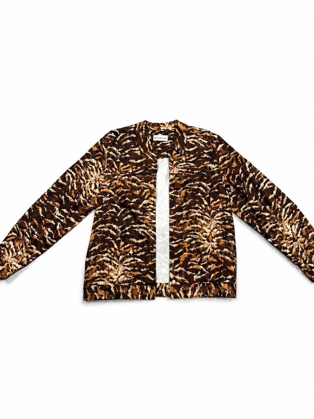 Alfred Dunner Women’s Large Brown Abstract Print Zip Front Jacket Blazer